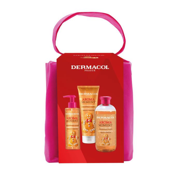 Dermacol darčeková sada pre ženy Sviatočný Perníček (sprchový gél 250ml + pena do kúpeľa 500ml + sviatočné mydlo na ruky)