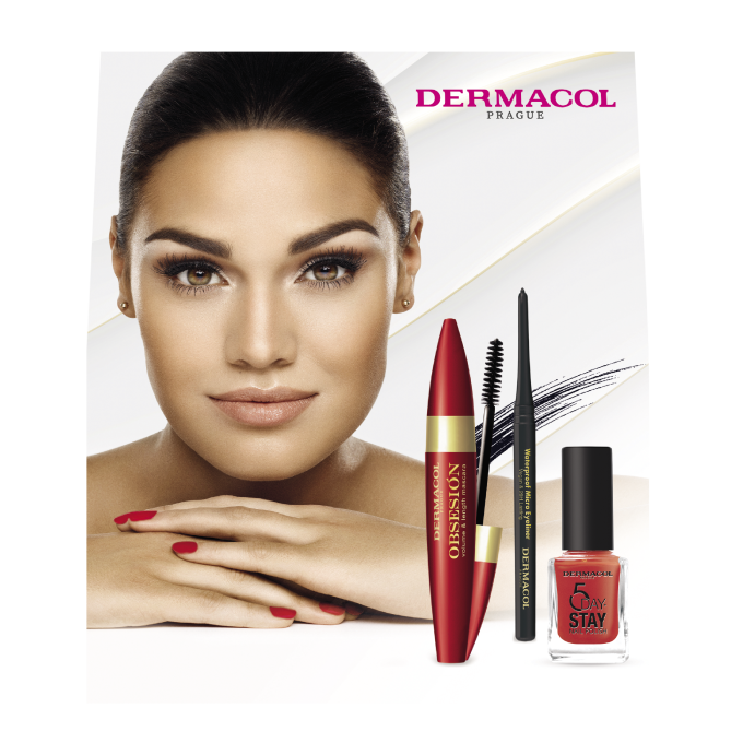 Dermacol darčekový balíček Obession (riasenka+mikrotužka+dlhotrvajúci lak na nechty)
