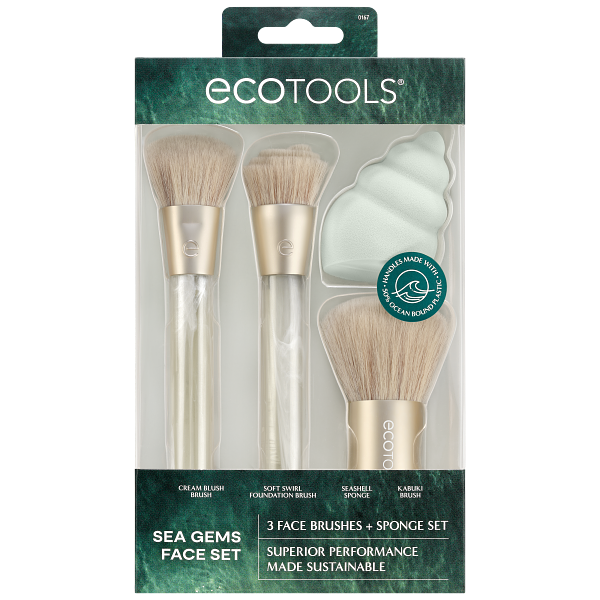 ECOTOOLS Sea Gems sada štetcov + hubka v tvare ulity