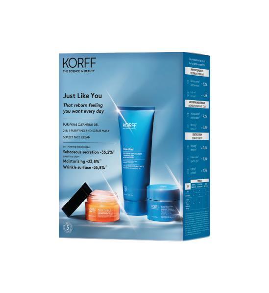 KORFF DARČEK.BALENIE PRE ROZJ.PLEŤ-Hydr.en.C sorbet 50ml, čistiaci gél 200ml, čistiaca maska, scrub2v1 50g;