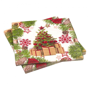 Obrúsky vianoč (20ks/fol) stromček,darčeky