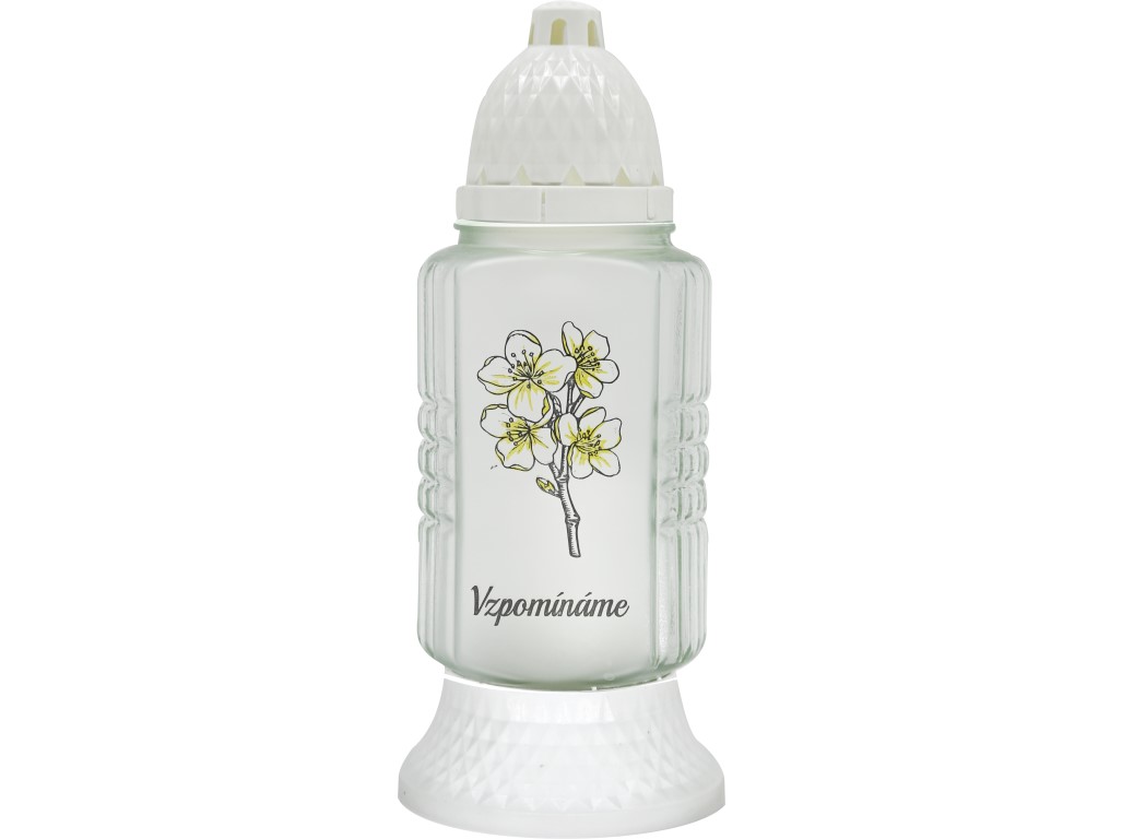 Cintorínska sviečka v skle Madona 27 cm – kvety, 24 h