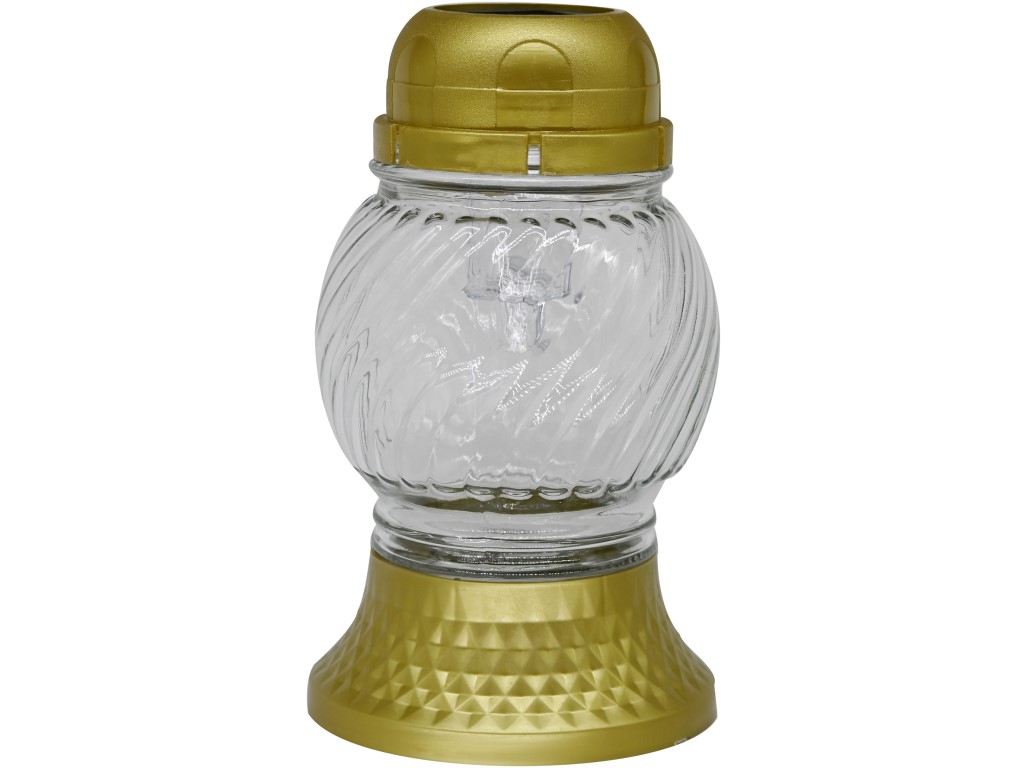 Madona Chrb.Sklo LED 17 cm banka zlatá