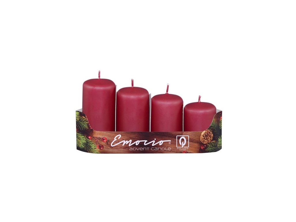 Emocio adventné stupne 4ks priem.40mm bordová sviečka