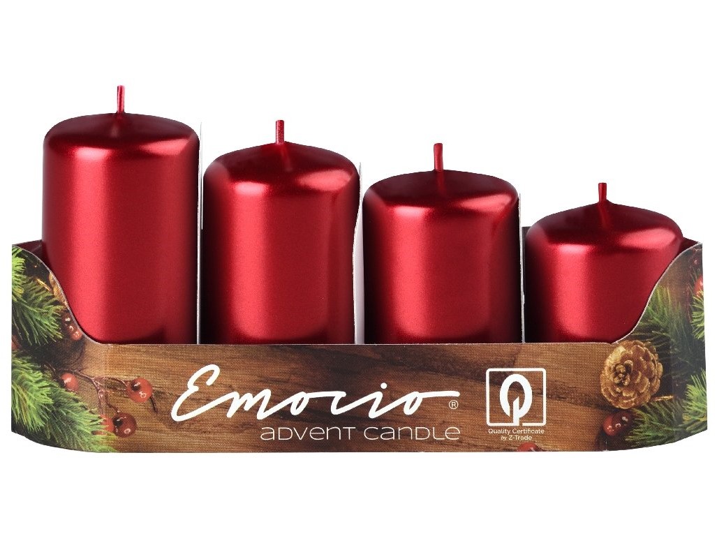 Emocio adventné stupne 4ks priem.40mm Metal červené sviečky