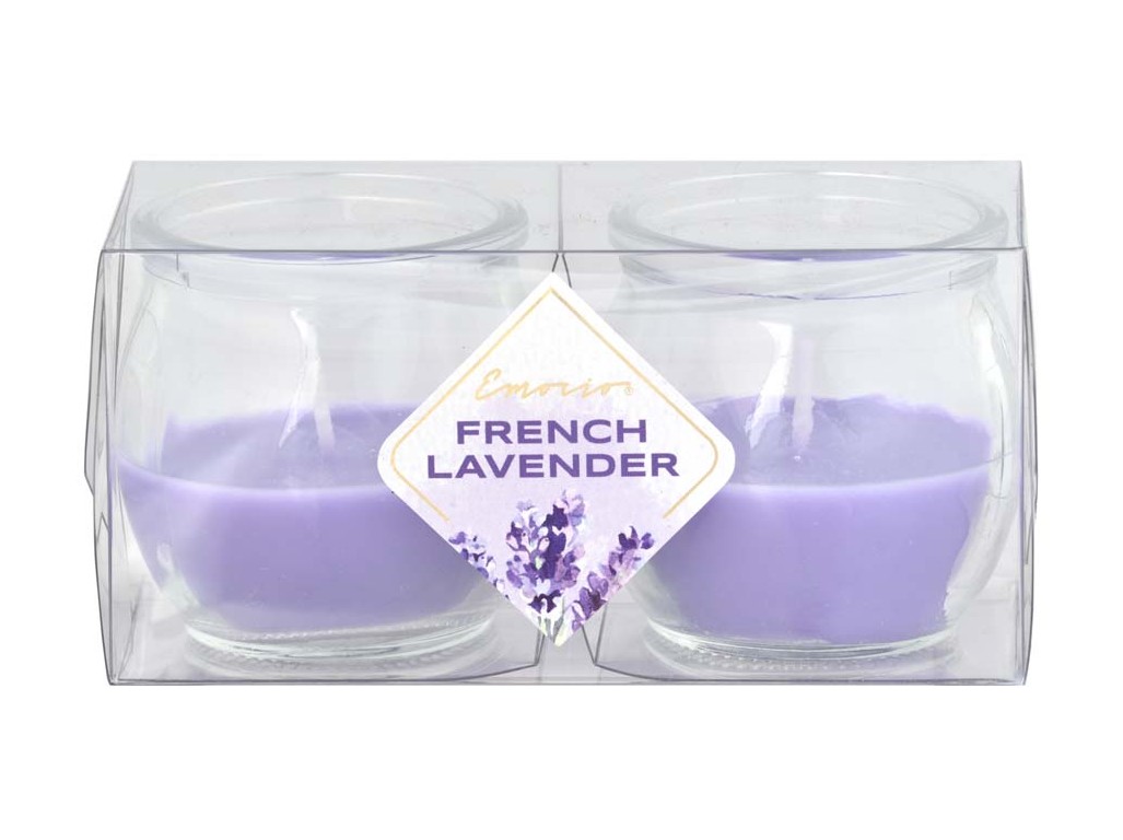 Emocio vonná sviečka v skle French Lavender 2 ks v plastovej krabičke 56x55mm