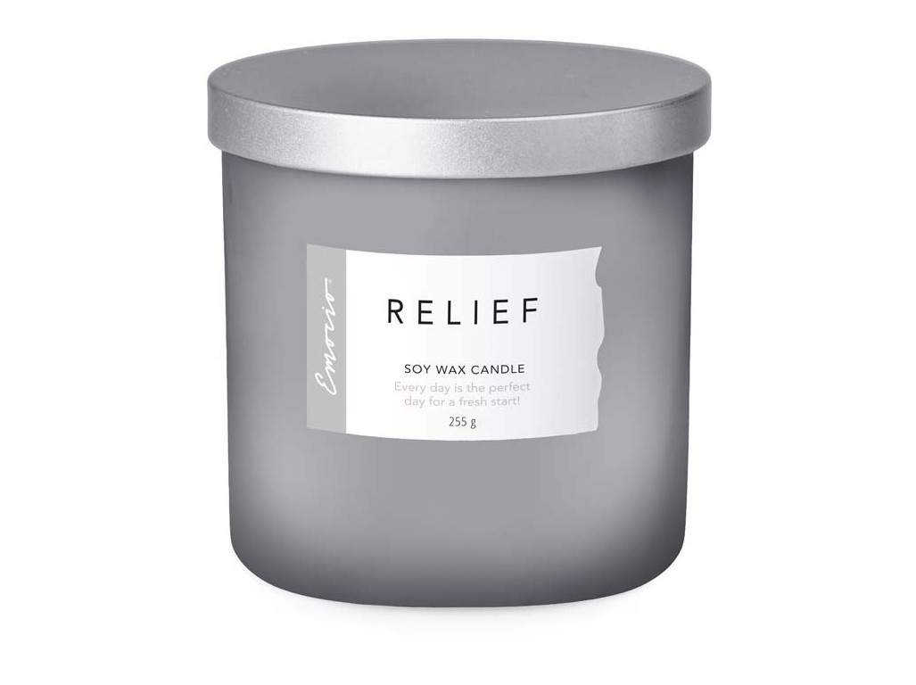 Emocio Wellness vonná sviečka s kovovým viečkom Relief, sójová 95x95mm