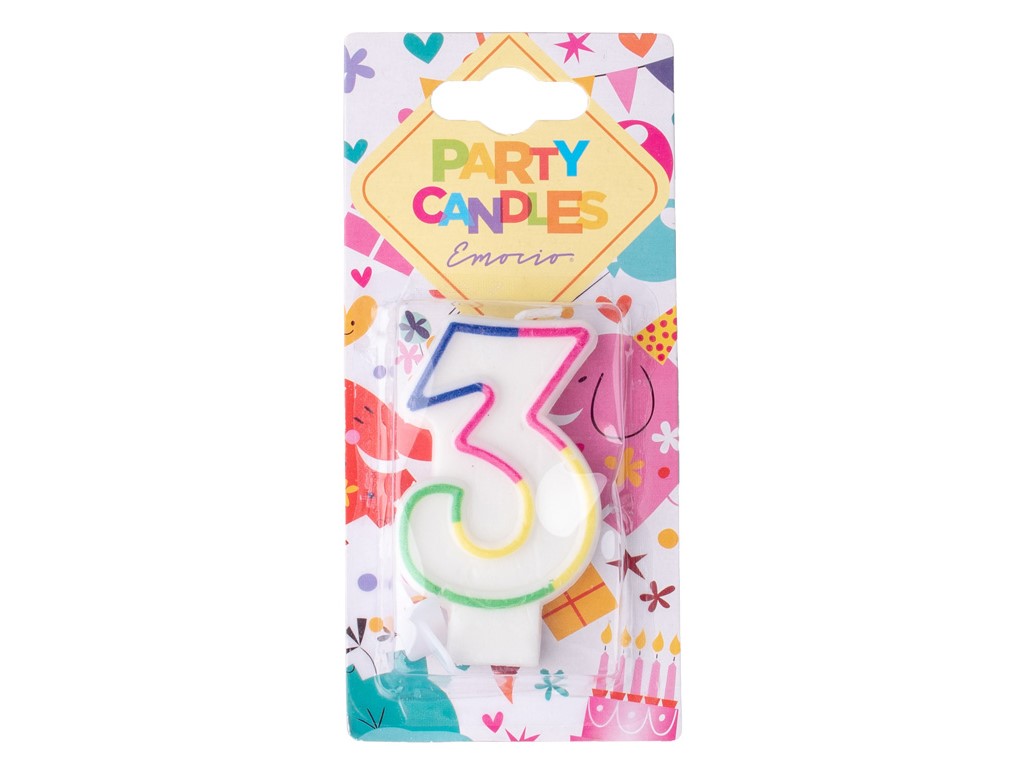 Emocio Tortová sviečka s číslom 3