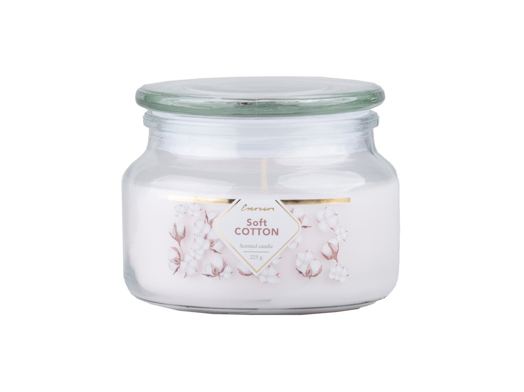 Emocio vonná sviečka v skle Soft Cotton so skleneným viečkom 100x79mm