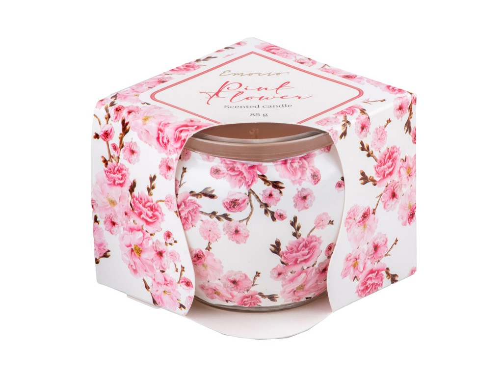 Emocio Sklo Dekor Pink Flower, vonná sviečka 70x62 mm