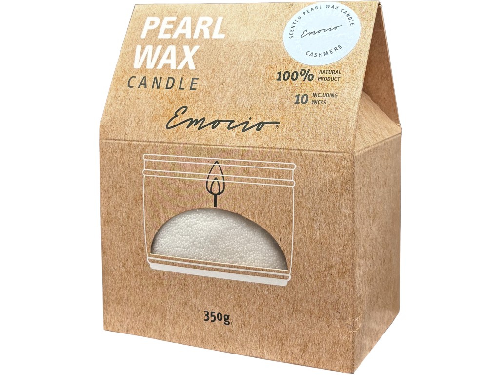 Emocio Sviečka sypaný vosk 350 g Cashmere + 10ks knôtov, vonná biela