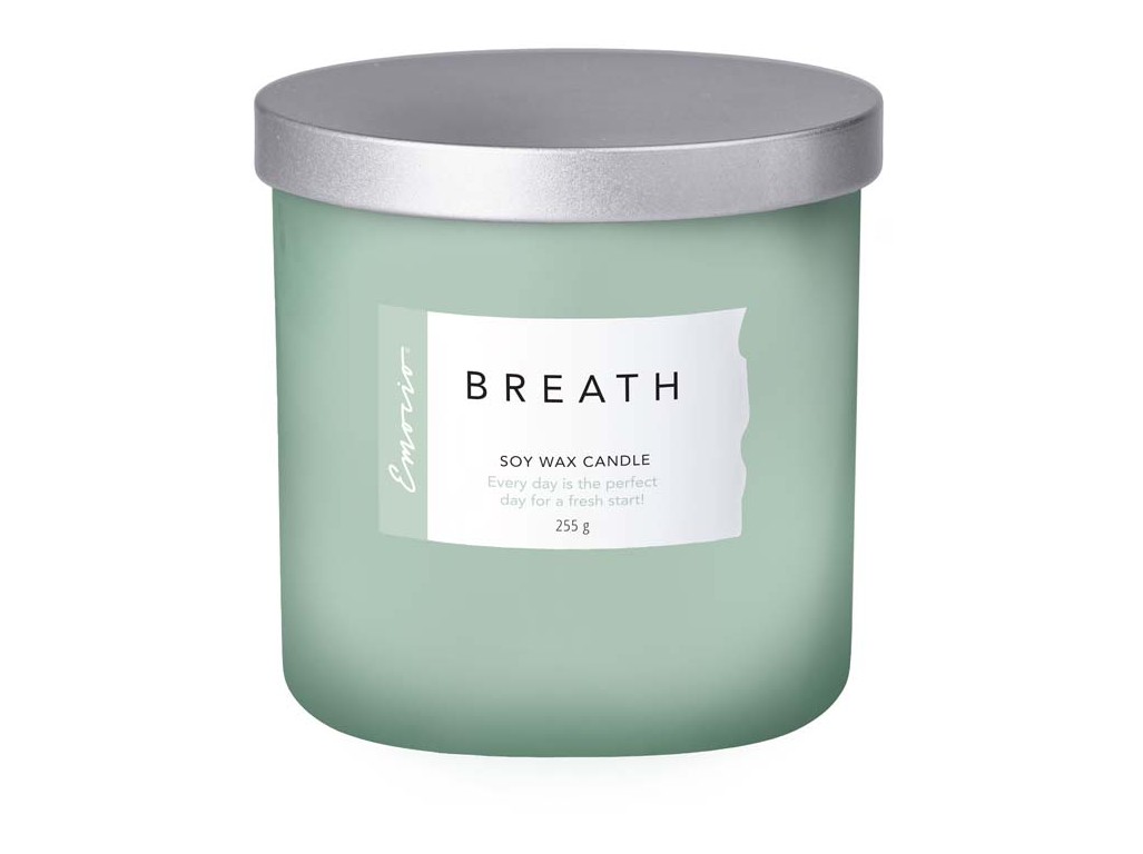 Emocio Wellness vonná sviečka s kovovým viečkom Breath, sójová 95x95mm
