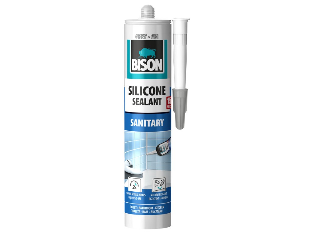 BISON silikónový tmel SILICONE SANITARY ŠEDÝ 280 ml