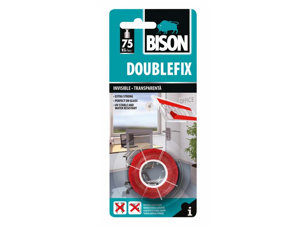 BISON obojstranná lepiaca páska DOUBLEFIX INVISIBLE 1,5 mx 19 mm