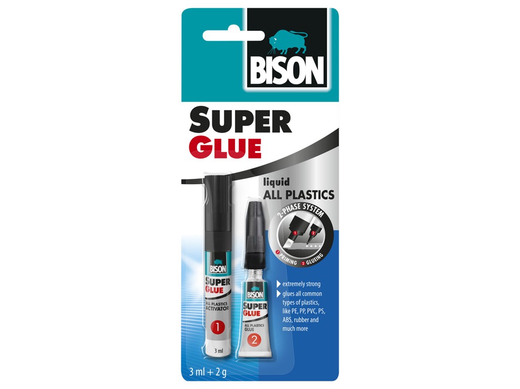 BISON lepidlo na plasty SUPER GLUE All Plastic 3 ml + 2 g
