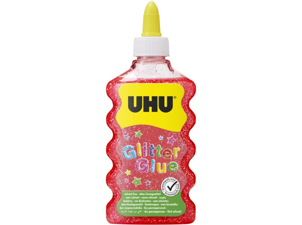 UHU Glitter Glue Red Maxi - trblietkové lepidlo na dekorácie 185 g / 177 ml