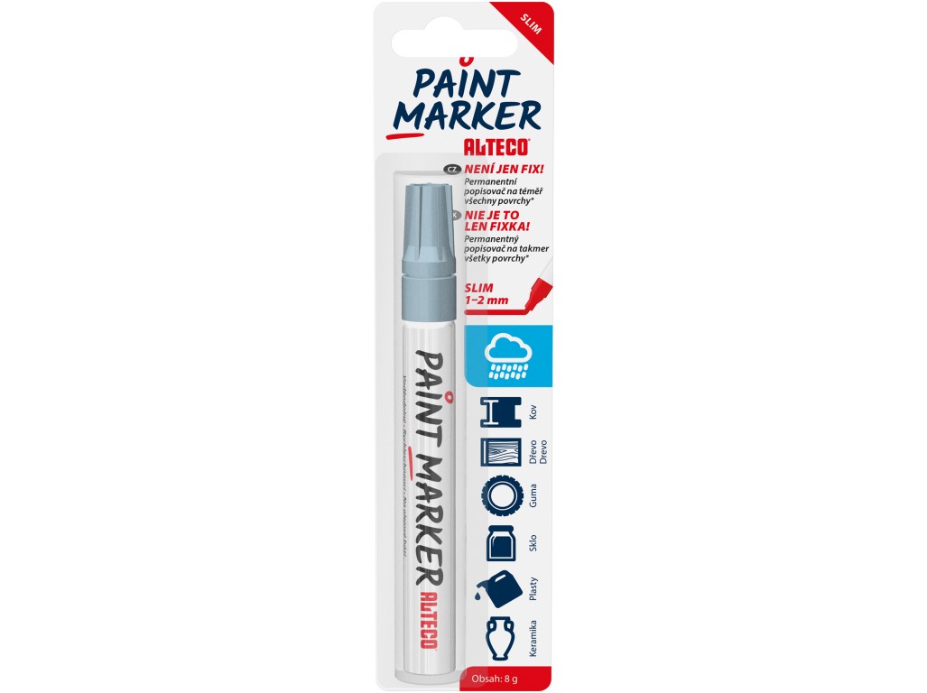 ALTECO permanentný popisovač Paint Marker SLIM strieborný