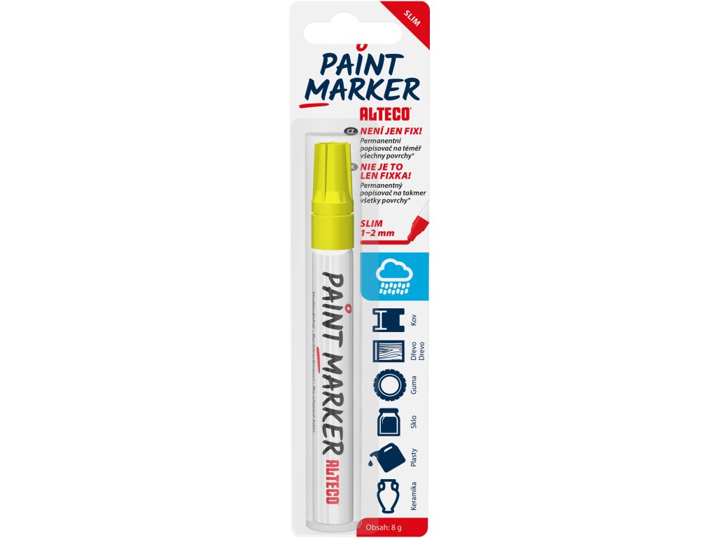 ALTECO permanentný popisovač Paint Marker SLIM žltý