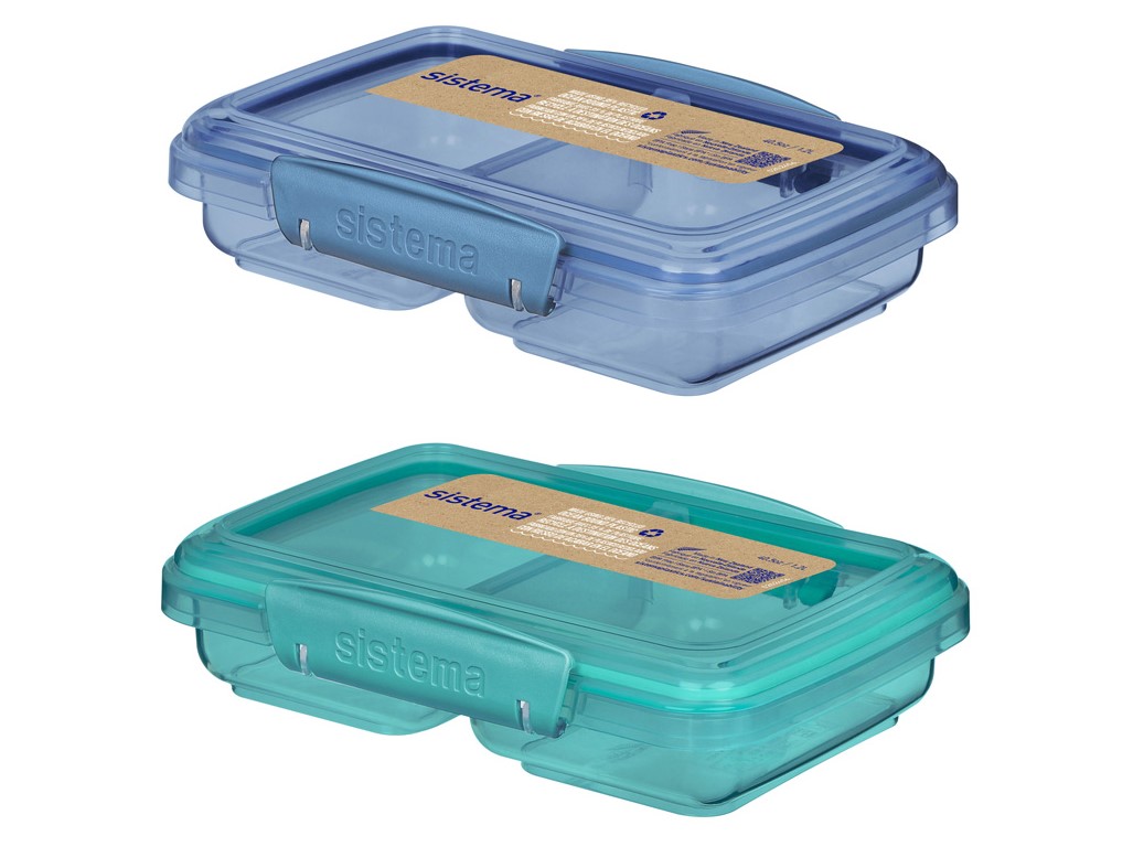 Sistema Delený desiatový box Ocean Bound Small Split s 2 oddielmi 350 ml, mix farieb