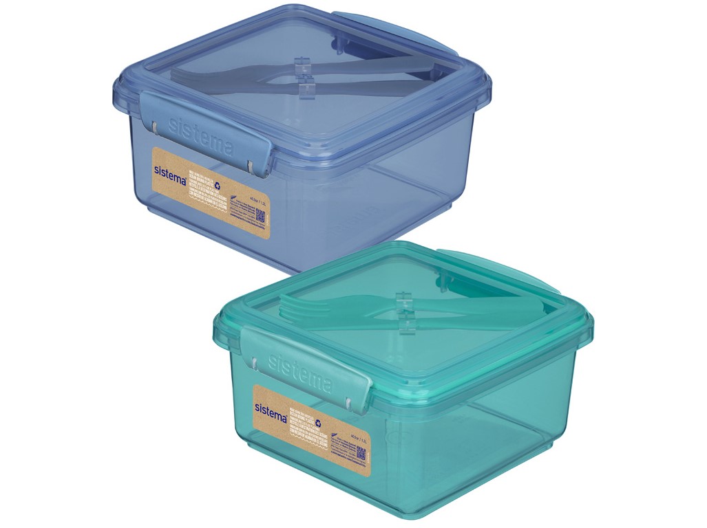 Sistema Olovrantový box s príborom Ocean Bound Lunch Plus 1,2 l, mix farieb