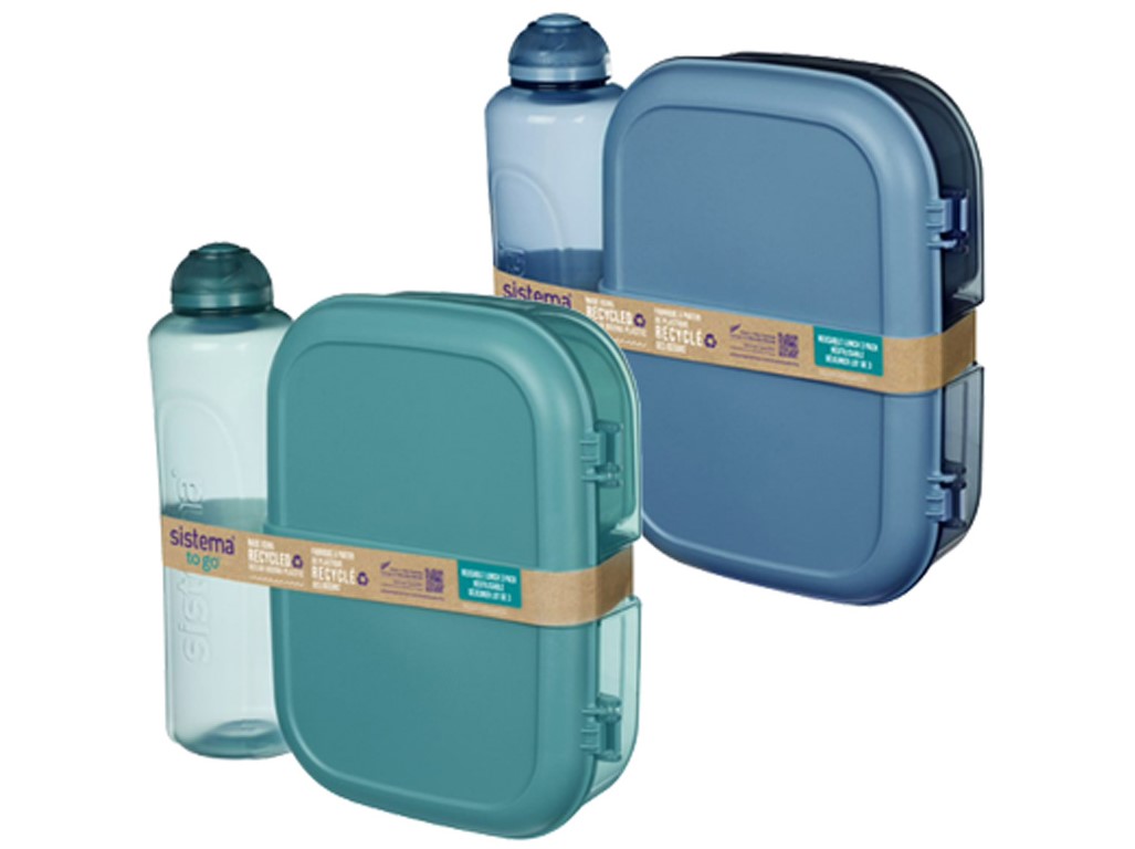 Sistema Set desiatového boxu s fliaš Ocean Bound - Olovrantový box Ribbon Lunch 1,1 la fľaša Swift 480 ml, mix