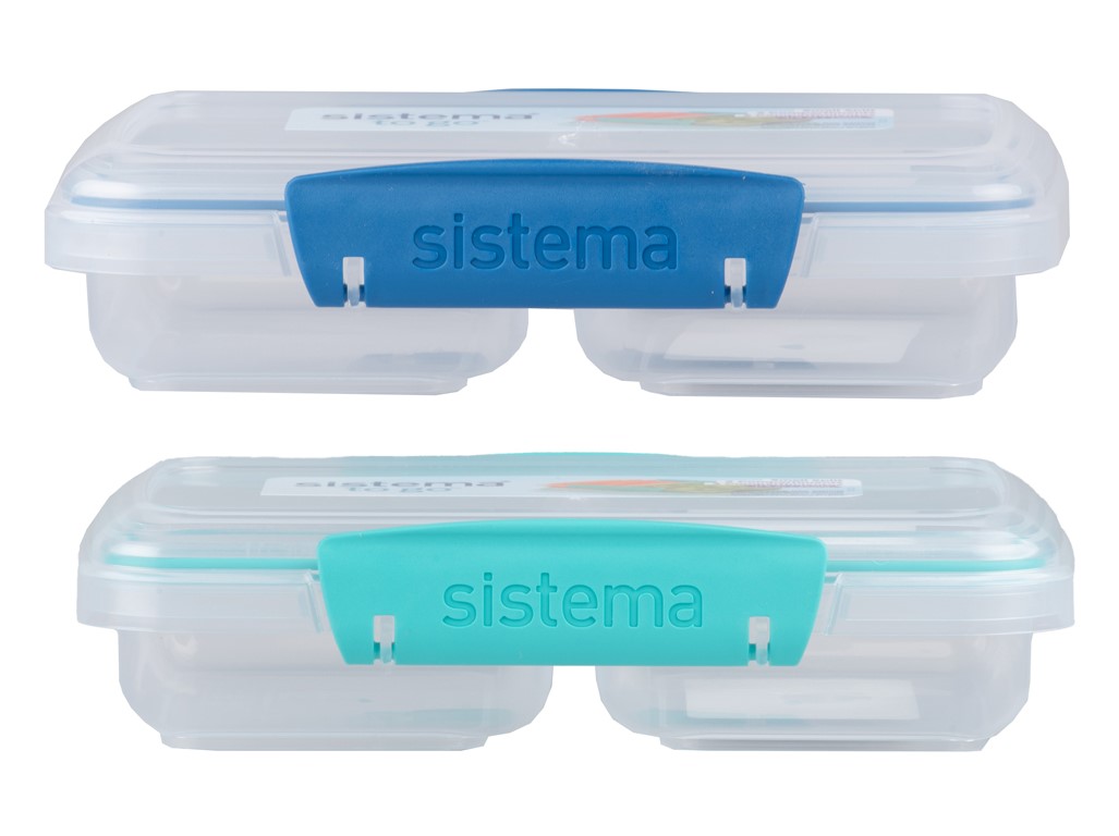 Sistema Delený desiatový box To Go Small Split s 2 oddielmi 350 ml, mix farieb