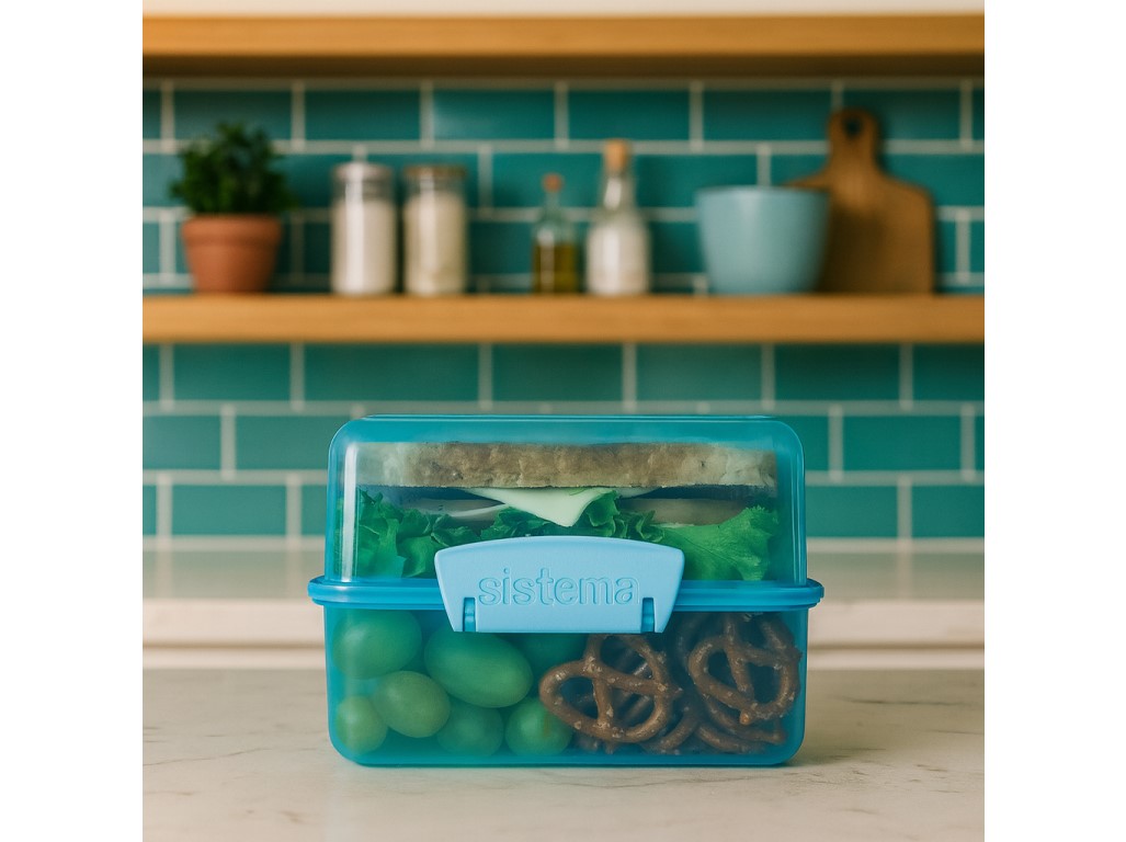 Sistema Delený desiatový box Lunch Cube s 2 oddielmi 1,4 l, modrá