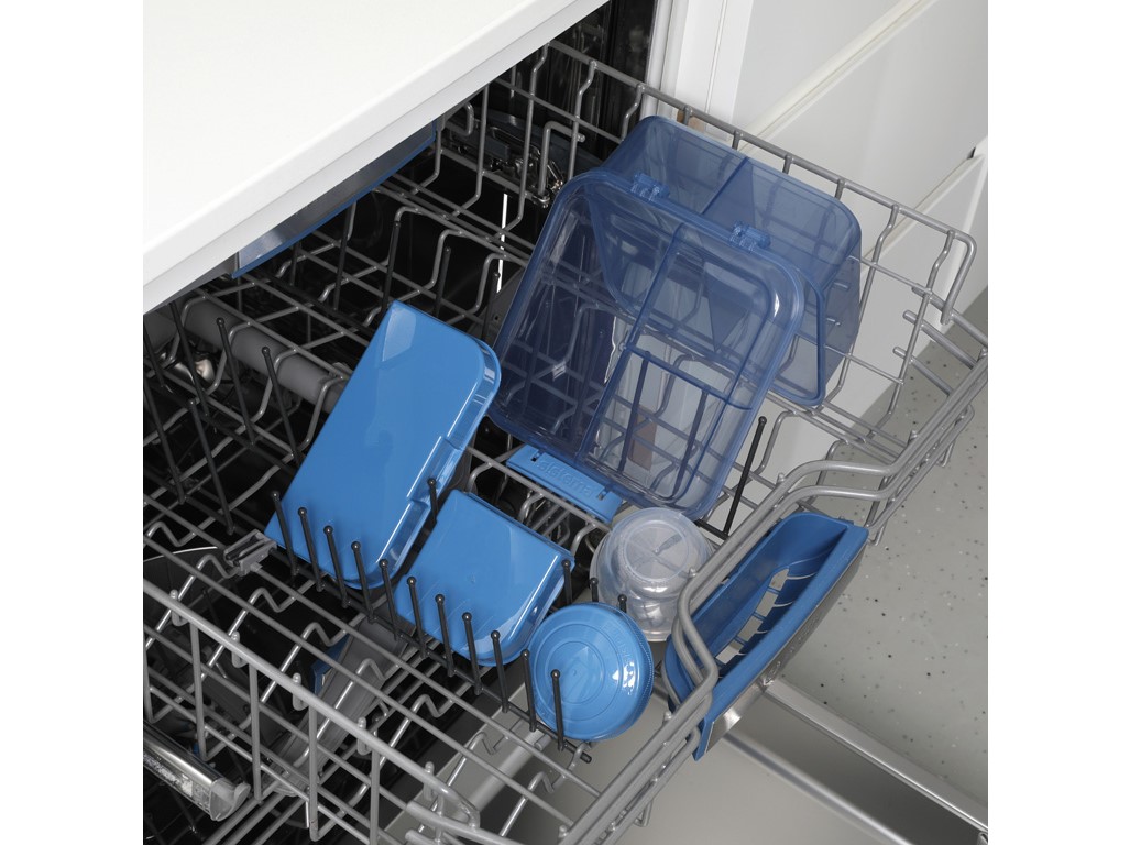 Sistema Delený desiatový box Ocean Bound Bento Cube s nádobou na jogurt a 2 tácky 1,25 l, modrá