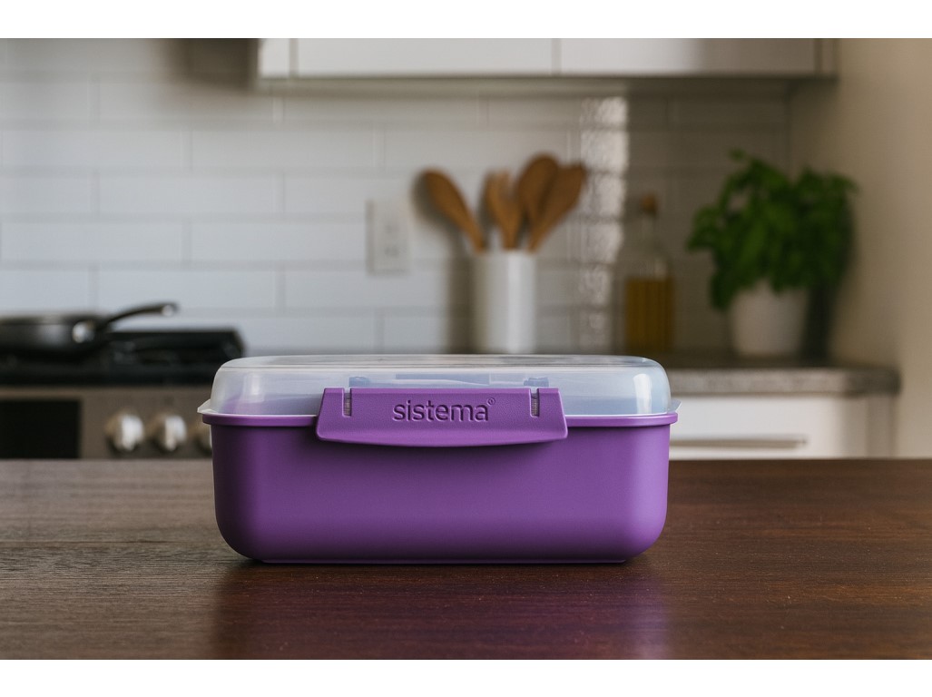 Sistema Krabička na ohrev jedla Microwave Rectangle 1,25 l, fialová