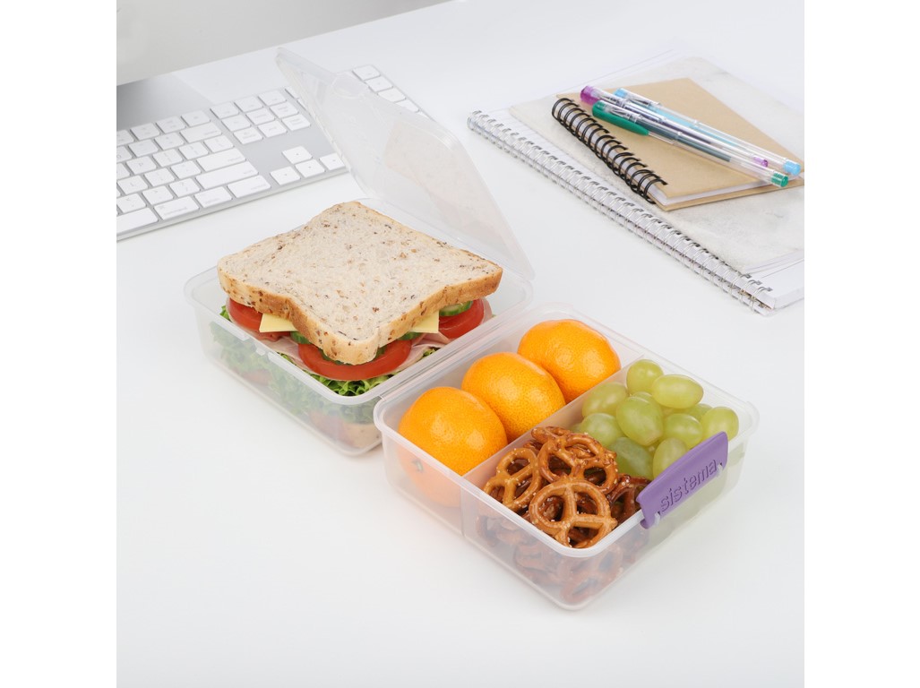Sistema Delený desiatový box Lunch Cube s 2 oddielmi 1,4 l, fialová