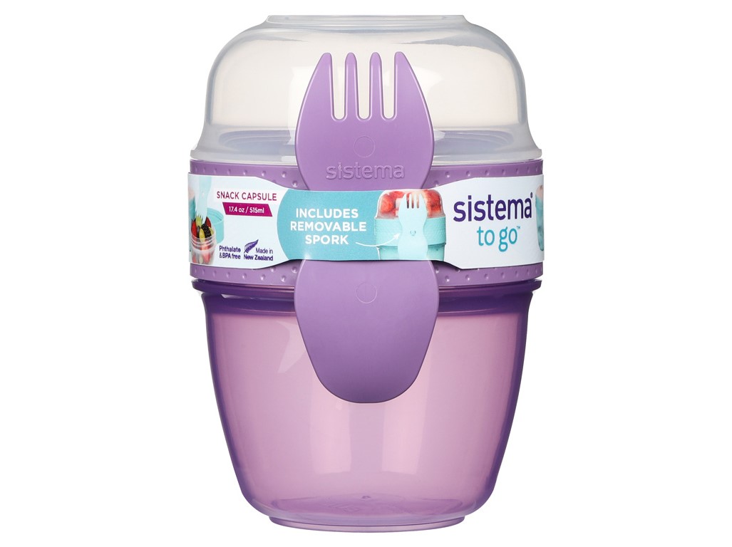 Sistema Olovrantový box To Go Snack Capsule s vidličkou 515 ml, fialová
