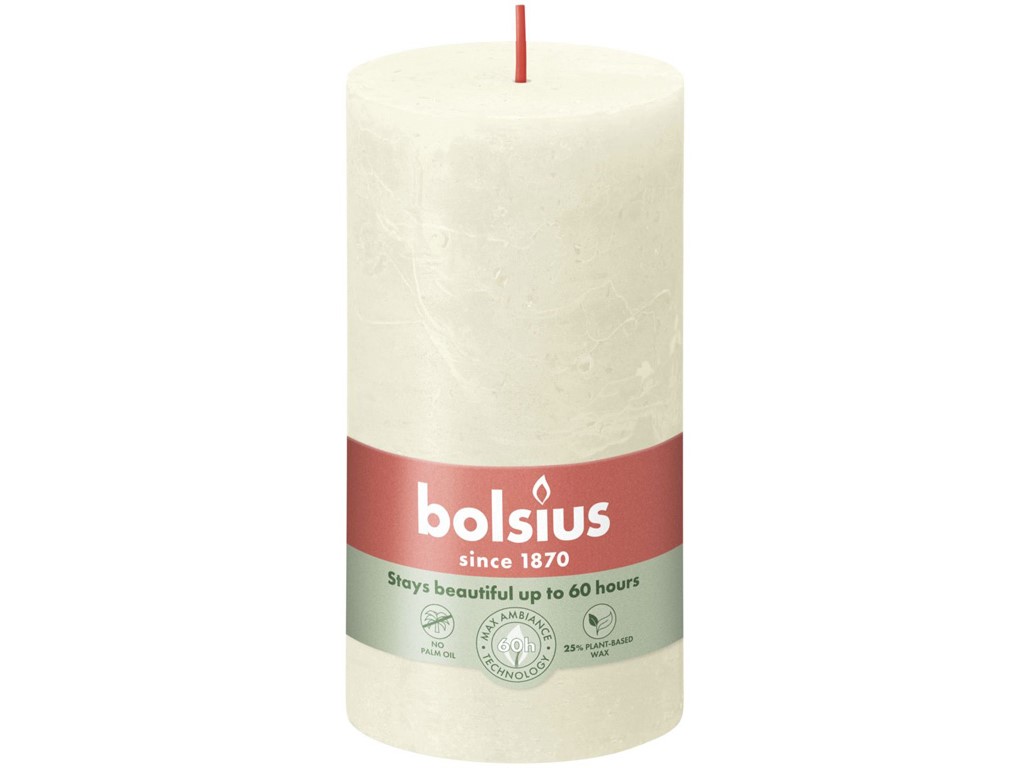 Bolsius sviečka valec Rustic Shine Soft Pearl krémová 68x130mm