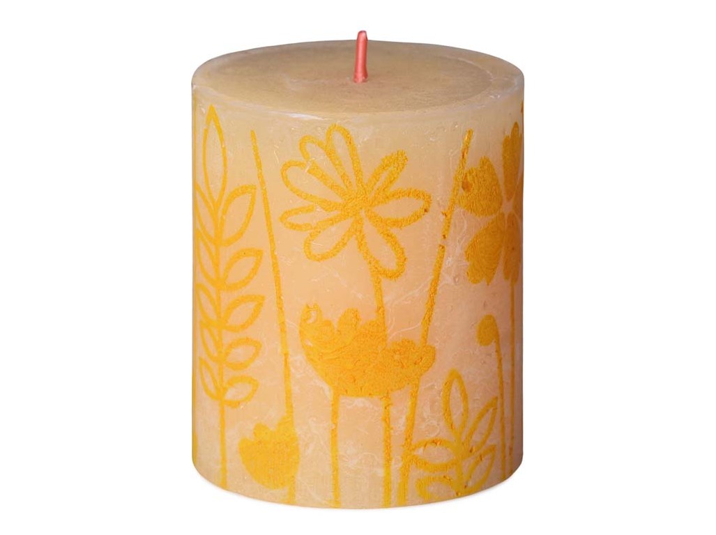 Bolsius sviečka valec Butter Yellow Rustic Silhouette 68x80mm