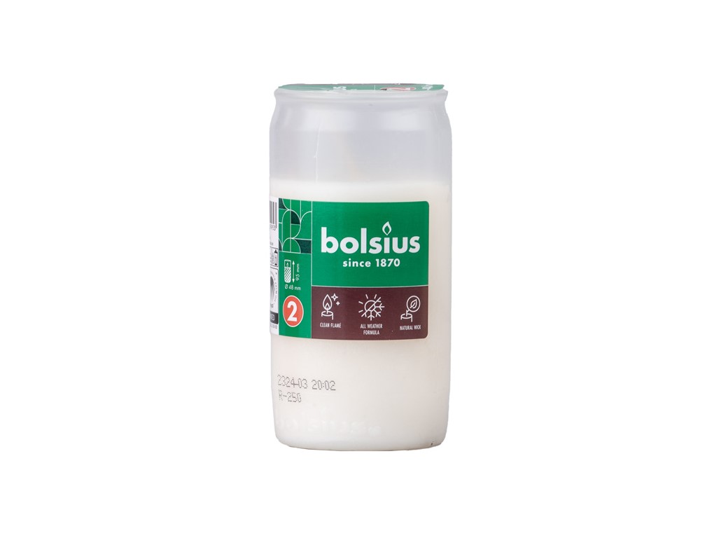 Bolsius kompozitná sviečka 104g 40h. biela viečko papier