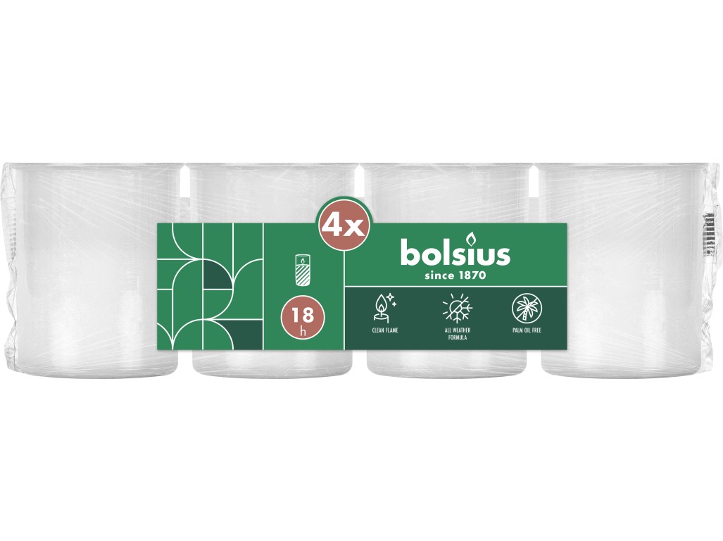 Bolsius vklad lisovaný 250g 18h. 4 ks biela