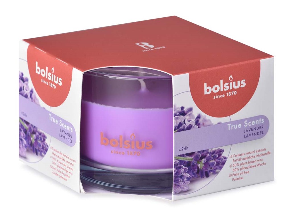 Bolsius vonná sviečka v skle Lavender Aromatic 2.0 90x63mm