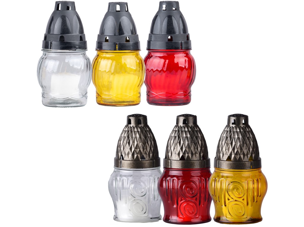 Cintorínske sklo 14 cm vklad 30g 9h. Banka mix farieb