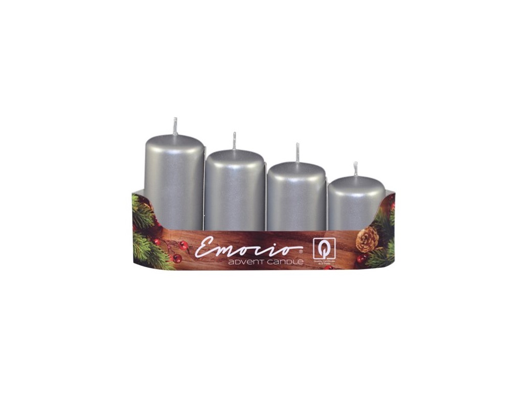 Emocio adventné stupne 4ks priem. 40mm Metal strieborné sviečky