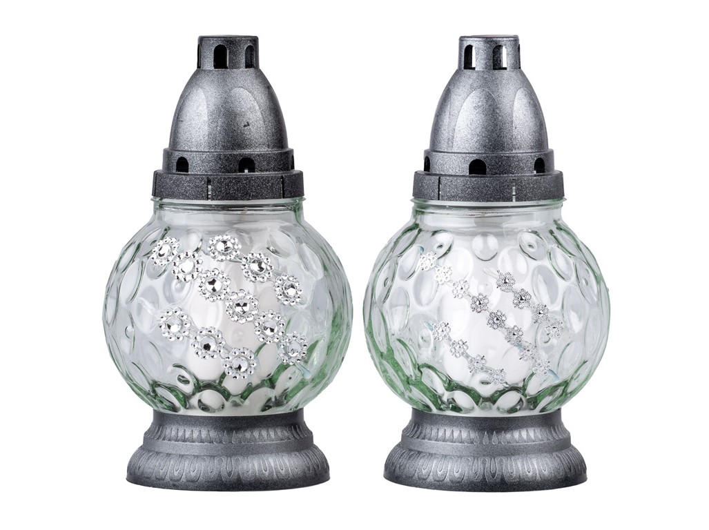 Cintorínske sklo 22 cm vklad 100g 36h. Priehlbne so zdobením