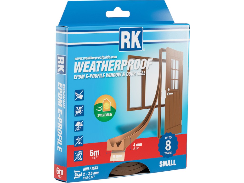 Tesnenie okien a dverí EPDM – E-profil, hnedá 6 m