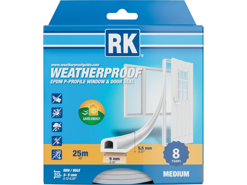Tesnenie okien a dverí EPDM – P-profil, biela 25 m