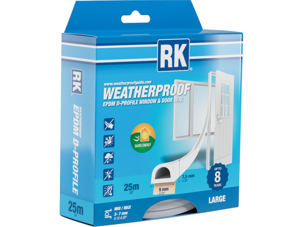 Tesnenie okien a dverí EPDM – D-profil, biela 25 m