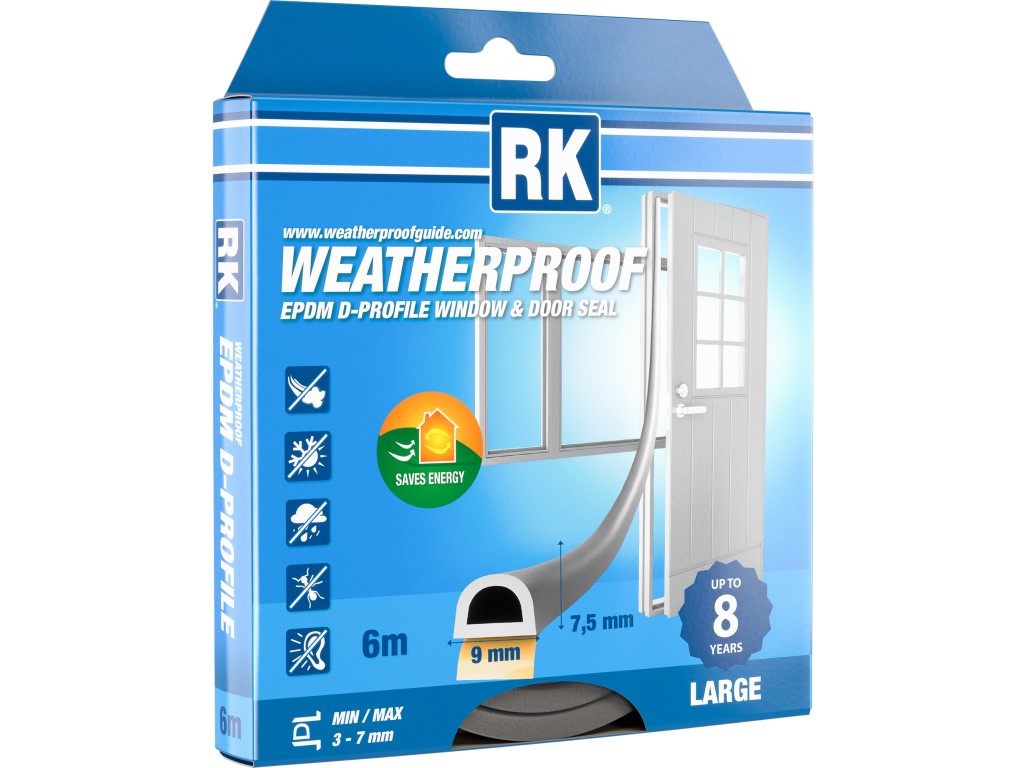 Tesnenie okien a dverí EPDM – D-profil, šedá 6 m