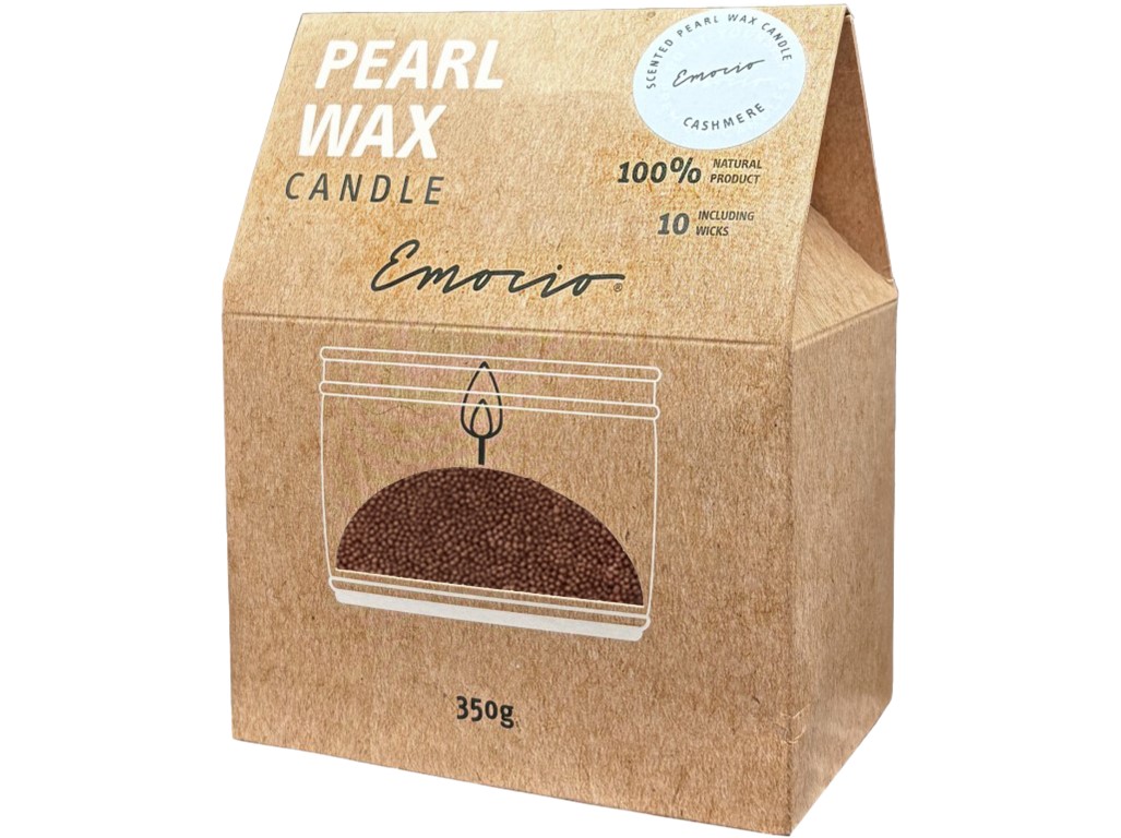 Emocio sypaný vosk 350 g Cashmere + 10 ks knôtov – vonný, červený