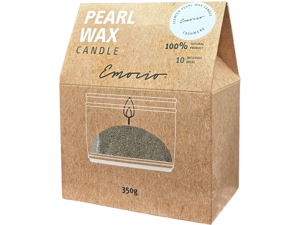 Emocio sypaný vosk 350 g Cashmere + 10 ks knôtov – vonný, zelený