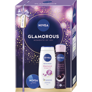 NIVEA darčeková sada pre ženy GLAMOURS (sprchovací gél, deo sprej, krém)