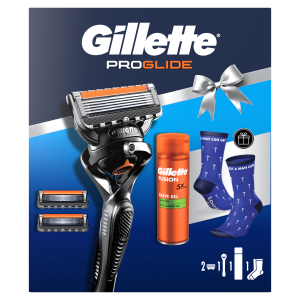 Gillette Darčeková sada pre mužov (strojček + 2NH + Fuison gél 200ml + ponožky)