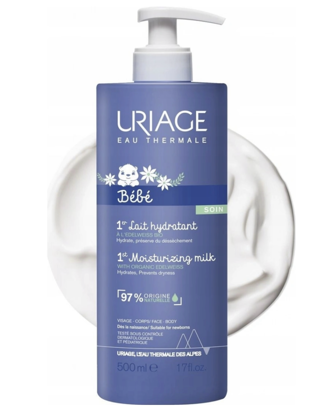 Uriage 1érs Soins Bébés Čistiaca voda na telo a tvár Face-Body-Nappy Area 500 ml