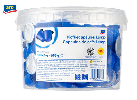 Kávové kapsule LUNGO 100ks aro