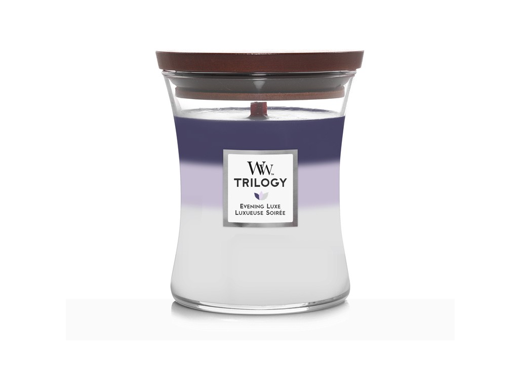 WoodWick Trilogy Evening Luxe sklo stredné